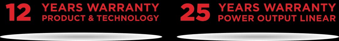 12 years product and technology warranty, 25 years power output linear warranty
